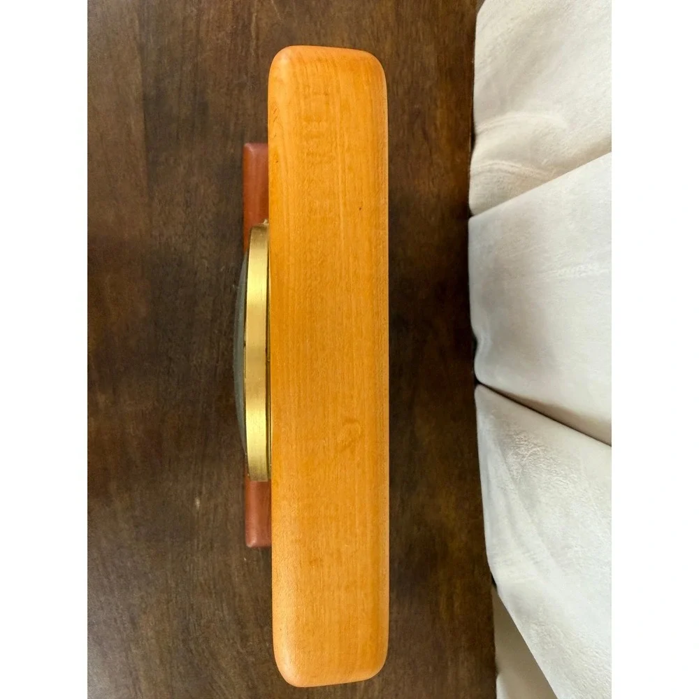 Hand Carved Solid Wood Mid‎ Century Modern Style Mantle Clock 9